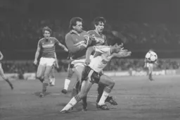 Brian Stein applying pressure on the Ipswich goal