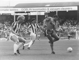 Brian Stein in a rare foray forward as the Hatters are outplayed and beaten four nil at the Hawthorns