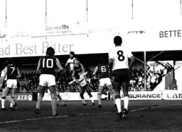 Micky Droy rises above Alvin Martin