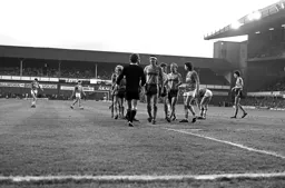 Steve Foster has words with the ref