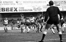 Mick Harford gets stuck in