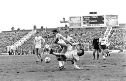 Steve Perryman finds a way to stop Brian Stein