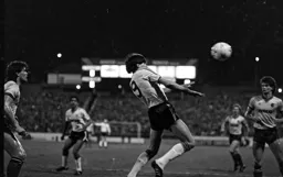 Mick Harford about to bring the ball down on his chest