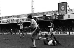 Mick Harford turns to celebrate his first goal