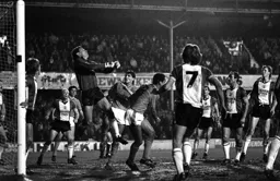 Mick Harford keeps his eye on Peter Shilton