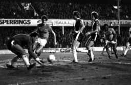 Mick Harford just out of reach of the ball