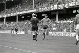 Mick Harford in trouble with the referee