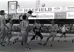 Mick Harford heads the first