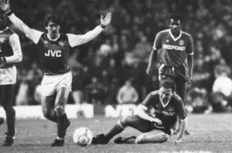 Andy King goes to ground as Kenny Sansom pleads his innocence