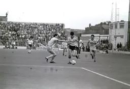 Mike Newell moves towards the box