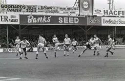 Mick Harford crashes a shot towards the Everton goal