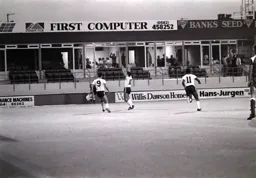 Arms aloft, Robert Wilson salutes his goal