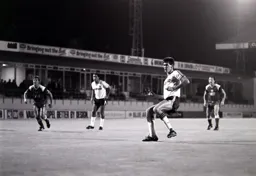 Mike Newell takes a penalty but it was saved by Saints keeper Peter Shilton