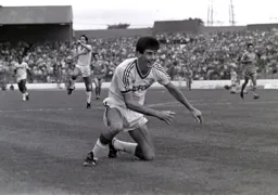 A happy smiling Mike Newell has just scored his and Town`s second goal