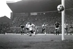 Oh dear. Brian Stein sends the penalty kick wide of the post