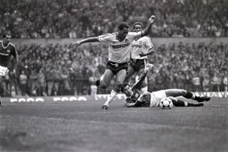 The ball just runs away from Brian Stein