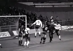 Steve Foster and Brian Stein threaten the Rangers goal