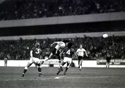 Mick Harford powers in a header from the edge of the penalty area