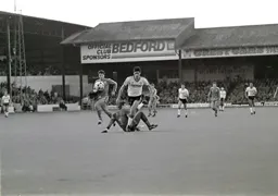 Mike Newell plays the ball past Chelsea keeper Eddie Niedzwiecki but the ball goes wide
