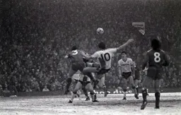 Mick Harford attempts an overhead kick
