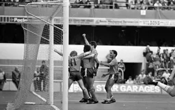 Happy Hatters celebrate Ricky Hill`s goal