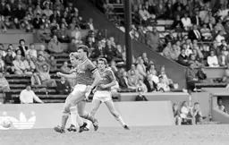 Gary Cobb plays the ball forward