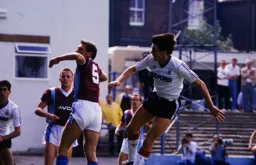 Mick Harford`s header gives the Town an early lead