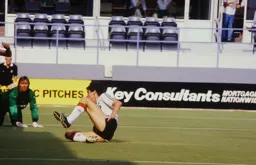 Mick Harford scores his and the Town`s second goal from close range