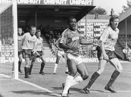 Emeka Nwajiobi waits for a corner to be taken