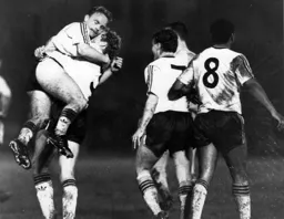 Grimes and Weir celebrate the Scot scoring Luton's third goal in a 3-1 Littlewoods Cup win v Coventry at Leicester. Don't ask
