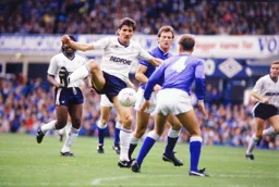 Mick Harford attempts to control the ball