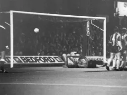 OPDER#1 Fozzie's piledriver hits the net as he scores when he was set up as part of a indirect free kick routine in the penalty area