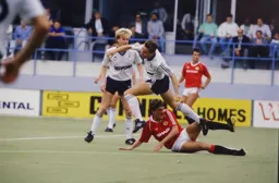 Steve Bruce goes to ground under pressure from Kingsley Black