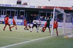 David Oldfield watches a Danny Wilson effort fly over the bar