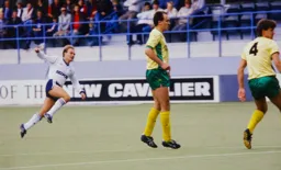 David Preece watches a shot at goal