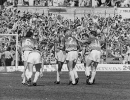 Tim Breacker has just scored Town`s first goal