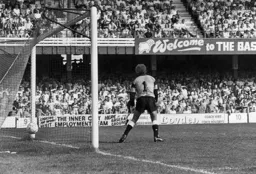 Peter Shilton can only watch as Kingsley Black`s winner finds the net