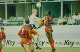 Iain Dowie above Palace defender Eric Young