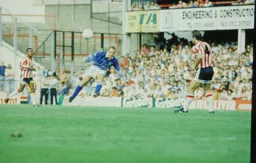 David Preece firing in a cross