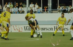 Lars Elstrup in a tangle with Chris Whyte