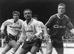 David Preece and Julian James watch for the corner along with Steve Nichols