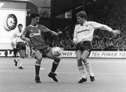 Julian James trying to take the ball off Ian Rush