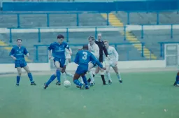 Lars Elstrup fighting for the ball in midfield