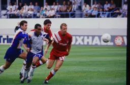 Brian Stein trying to get past Steve Nicol