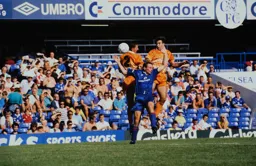 Dave Beaumont keeping above the defender along with Phil Gray