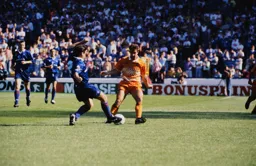 Phil Gray in for the tackle