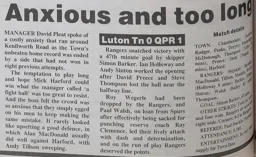 Match Report: Luton Town FC vs Queens Park Rangers (17th Sep 1991)