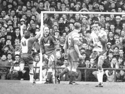 The aftermath of the Liverpool own goal scored by Nicky Tanner(6)