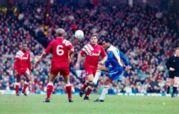 Brian Stein chips the Liverpool midfield