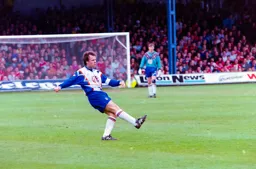 Trevor Peake sends a long ball forward